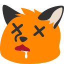 A blobfox looking cartoon-dead