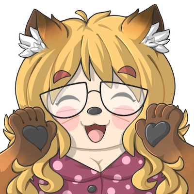 A happy foxgirl looking alert.